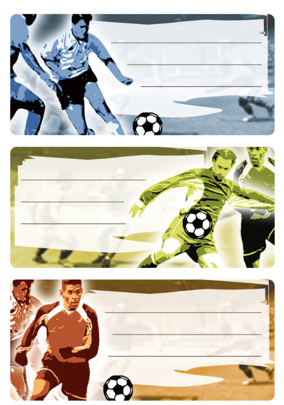 HERMA Vario Schuletiketten – Motiv Football – 35 × 76 mm, Abgerundete Ecken, 9 Stück, 3 Bögen