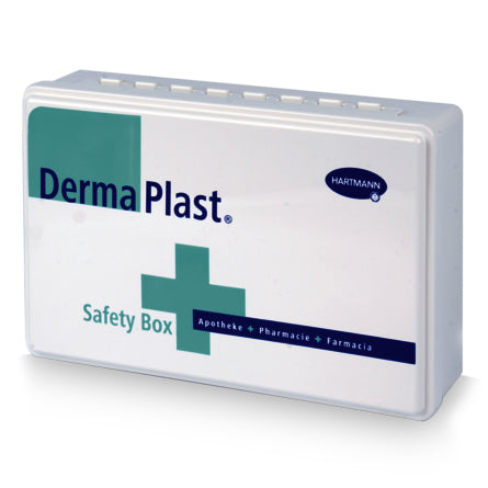 DermaPlast Safety Box Erste-Hilfe-Set – für Zuhause – gefüllt – weiss, Kunststoff – 270 × 55 × 140 mm