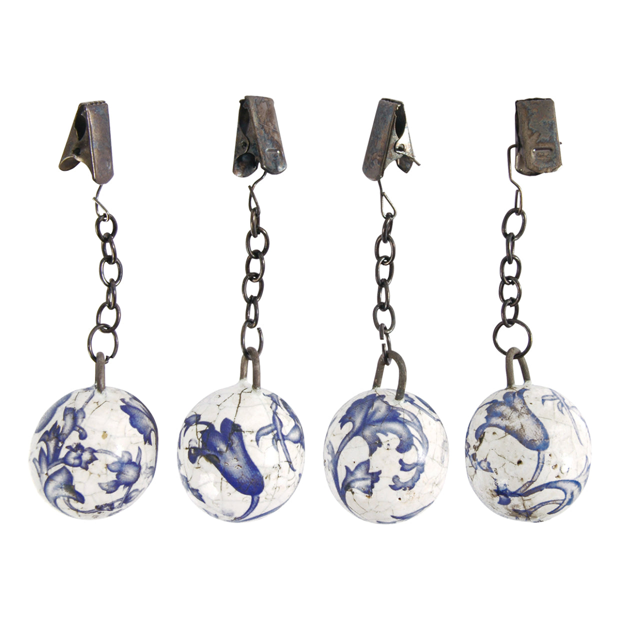Esschert Design Tischtuchbeschwerer Barockmotiv – Blau – 3,2 × 3,0 × 10,5 cm – Keramik – 4 Stk