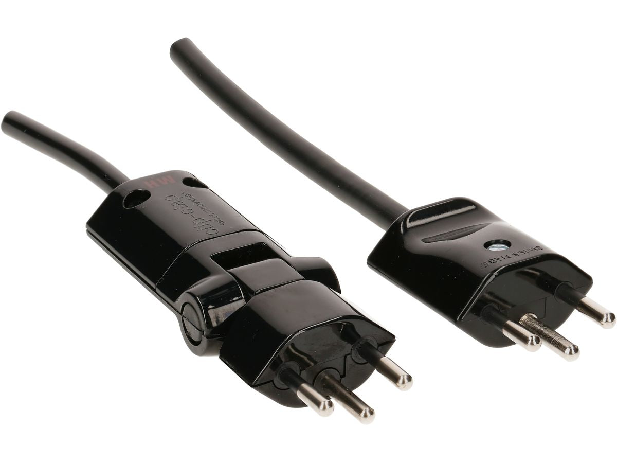 Max Hauri AG Max Hauri Verlängerungskabel – T12–T13, 3 m, 3×1 mm², S05VStV-F, schwarz