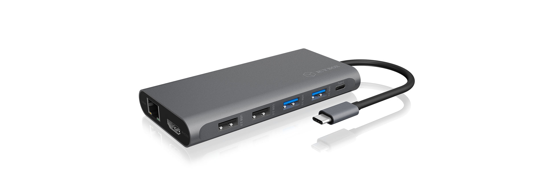ICY BOX IB-DK4050 Dockingstation – USB-C, 1× DP, 2× HDMI, 4× USB-A, 100 W PD, GbE, SD/microSD, für Windows/Mac