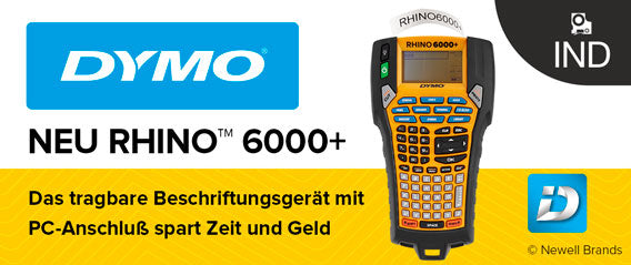 DYMO Rhino 6000+ – Beschriftungsgerät für Rhino-Etiketten 6–24 mm, Auto-Cutter, ABC-Tastatur