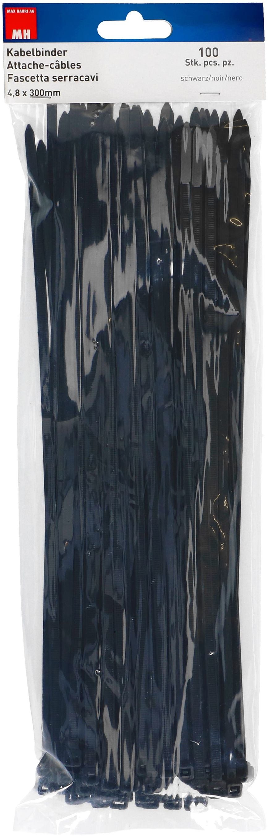 Max Hauri AG Max Hauri Kabelbinder 300×4,5 mm, 100er-Pack – schwarz