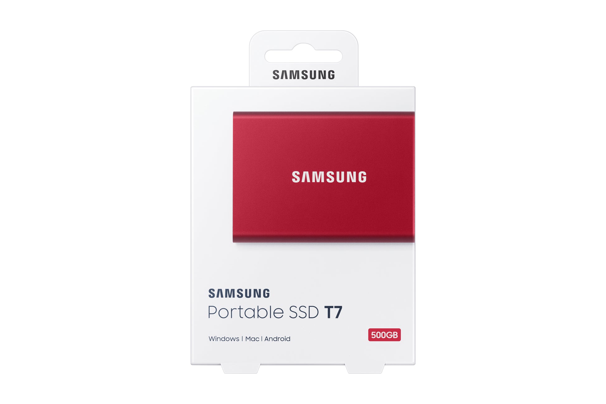 Samsung Portable SSD T7 – 500 GB, USB-C 3.2 Gen 2, 1'050 MB/s Lesen, 1'000 MB/s Schreiben, Rot