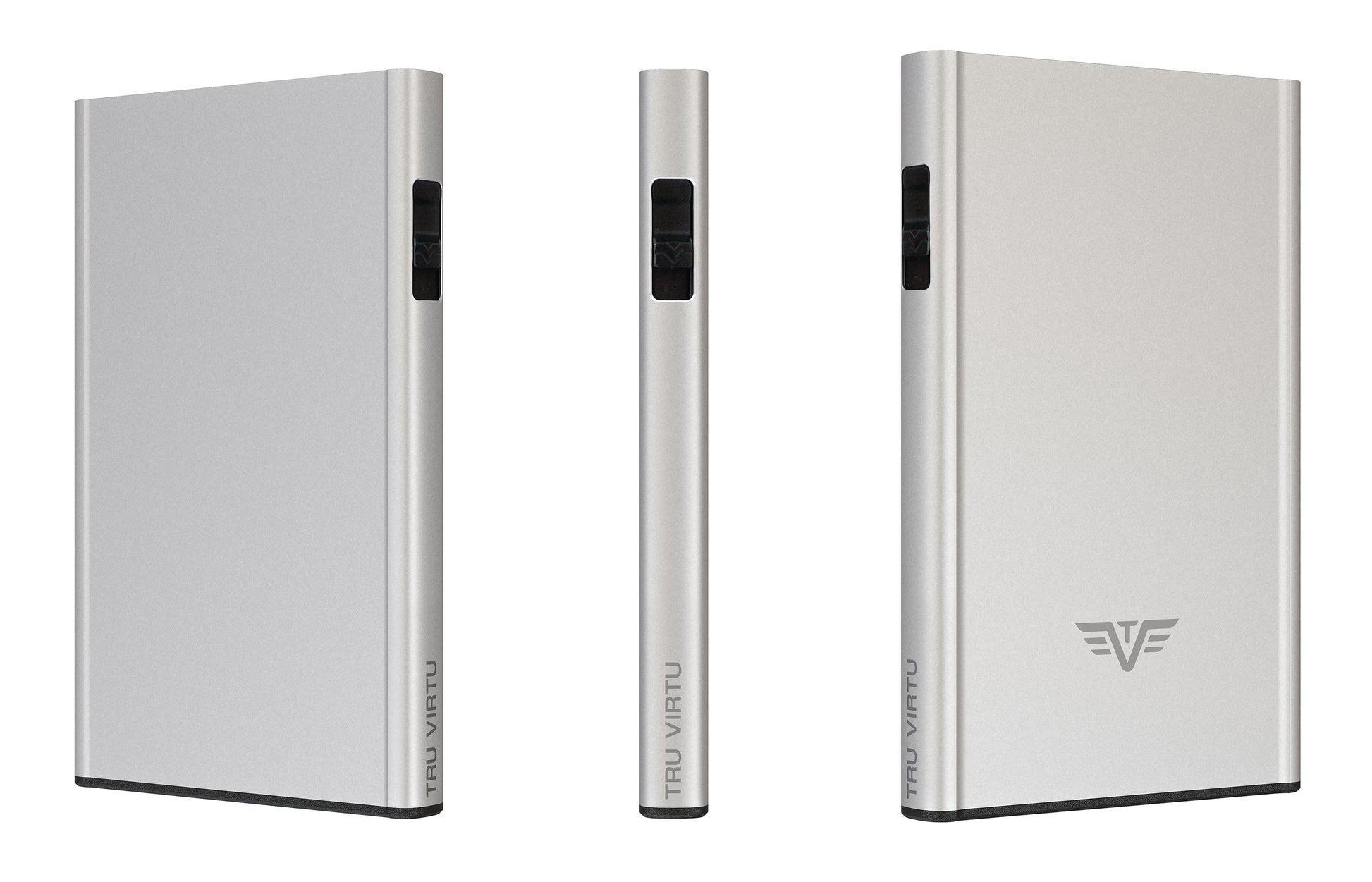 TRU VIRTU Kartenetui – RFID-Schutz, Slider-Verschluss – 5 Karten – Silber, ABS/Aluminium – Click & Slide