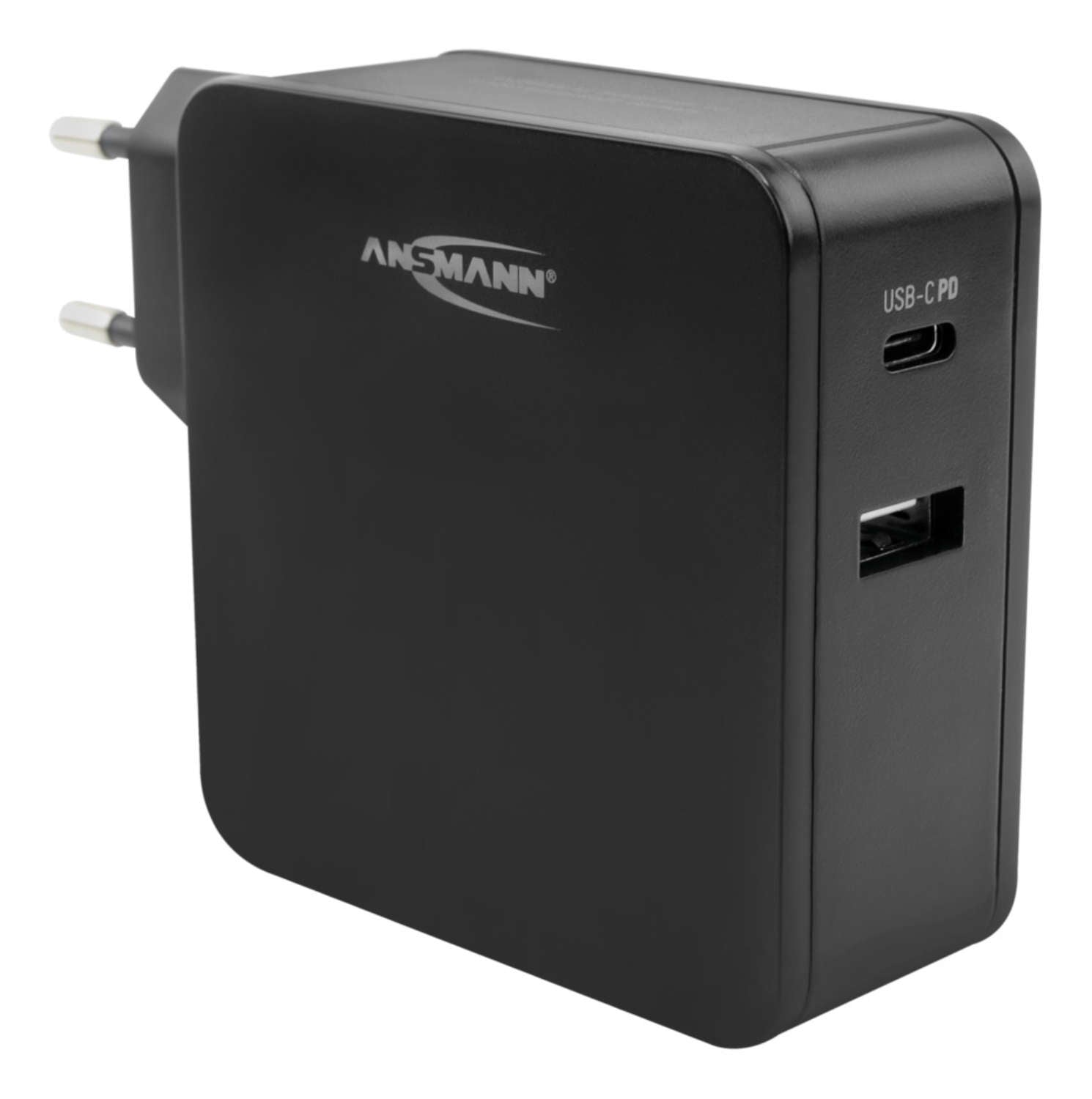 Ansmann HOME CHARGER 265PD USB-Ladegerät 60 W – USB-C×1, USB-A×1 – PD – EU-Stecker (Typ C) – Schwarz