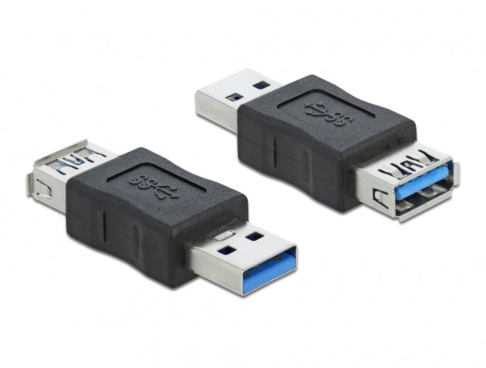 DeLOCK Datenblocker USB-A zu USB-A – Laden 0,9 A, USB 3.2 Gen 1 (5 Gbit/s), Schwarz