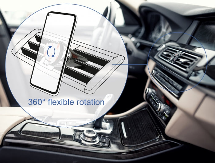 DeLOCK Auto-Halterung, Lüftung, 360° drehbar – universal – Anthrazit, Metall/Kunststoff