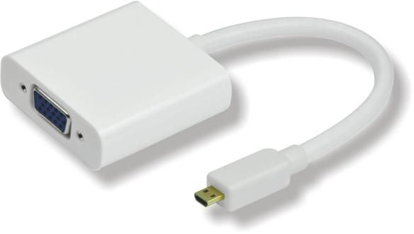 Microconnect AA-AV2N12B HDMI Micro zu VGA Adapter – 1920 × 1080 @ 60 Hz, Aktiv, 0,25 m, HDMI 1.4, Weiss