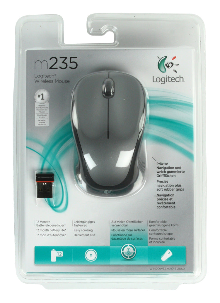 Logitech M235 – Maus – Kabellos (2,4 GHz), Rechts, Schwarz