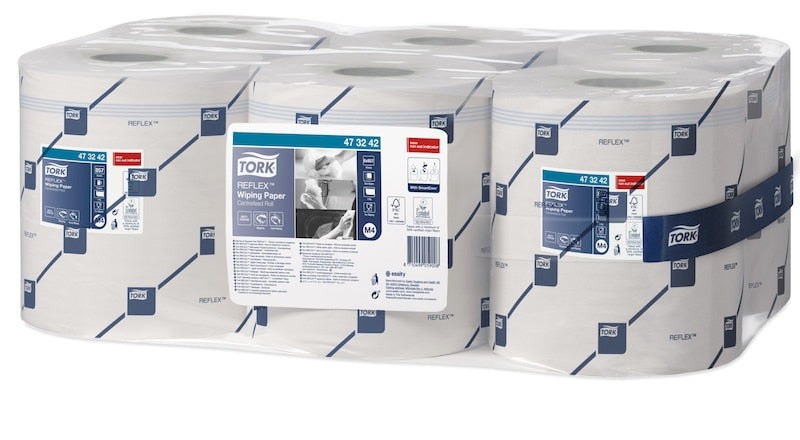 Tork Putzrolle Reflex – 1-lagig, weiss, 198 mm × 300 m, 6 Rollen