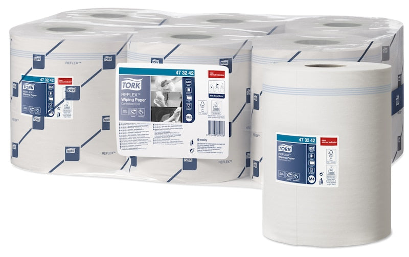 Tork Putzrolle Reflex – 1-lagig, weiss, 198 mm × 300 m, 6 Rollen