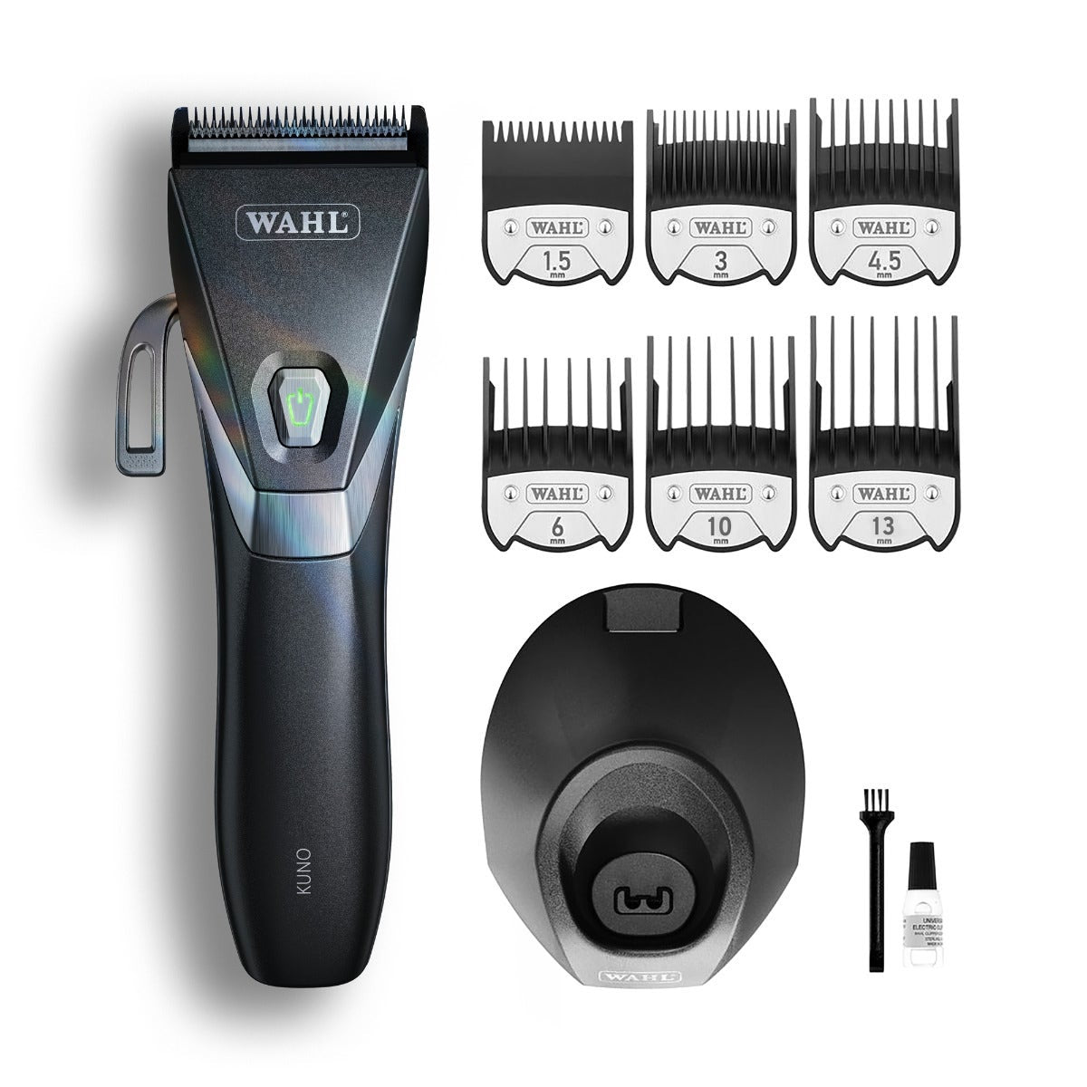 Wahl Haarschneider Kuno – Brushless-Motor, Akku 100 min, 6 Kammaufsätze – schwarz