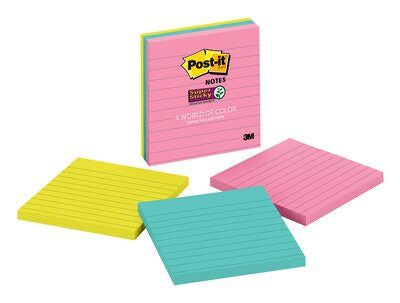 Post-it Super Sticky Haftnotizen – 101×101 mm – sortiert, 3×70 Blatt, PEFC