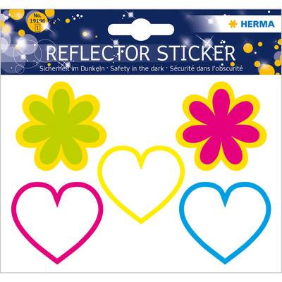 HERMA Reflektorsticker, Blumen und Herzen, mehrfarbig, 5 Stk (1 Bogen)
