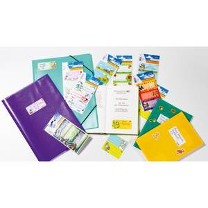 HERMA Vario Schuletiketten – Motiv Delfine – 35 × 76 mm, abgerundete Ecken, 6 Stk, 2 Bogen