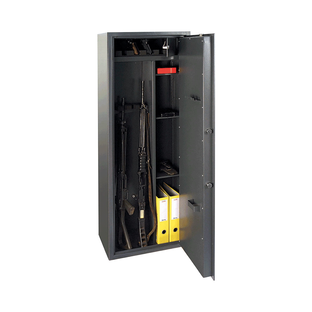 Rieffel Waffenschrank WFS 5E Kombi – Elektronikschloss – 210 l – VDMA 24992 – Graphitgrau