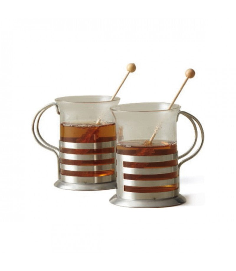 LEONARDO Teeglas Balance – 2er Set, 220 ml, Ø 7 cm, H 10 cm, Glas/Edelstahl, Transparent, spülmaschinenfest