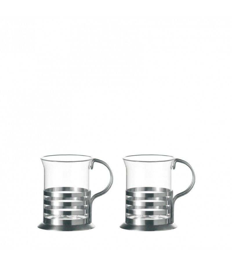 LEONARDO Teeglas Balance – 2er Set, 220 ml, Ø 7 cm, H 10 cm, Glas/Edelstahl, Transparent, spülmaschinenfest