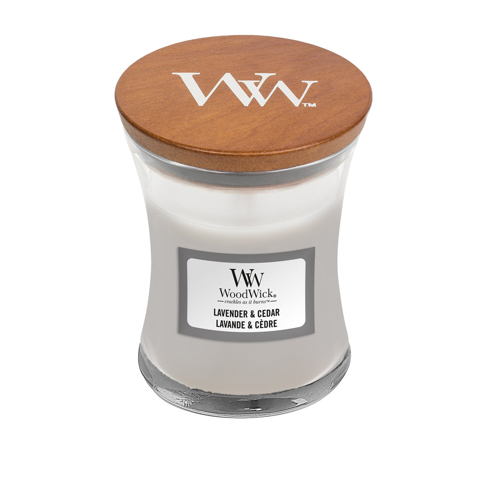WoodWick Duftkerze – Lavendel & Zeder – Ø 7 × 8,3 cm