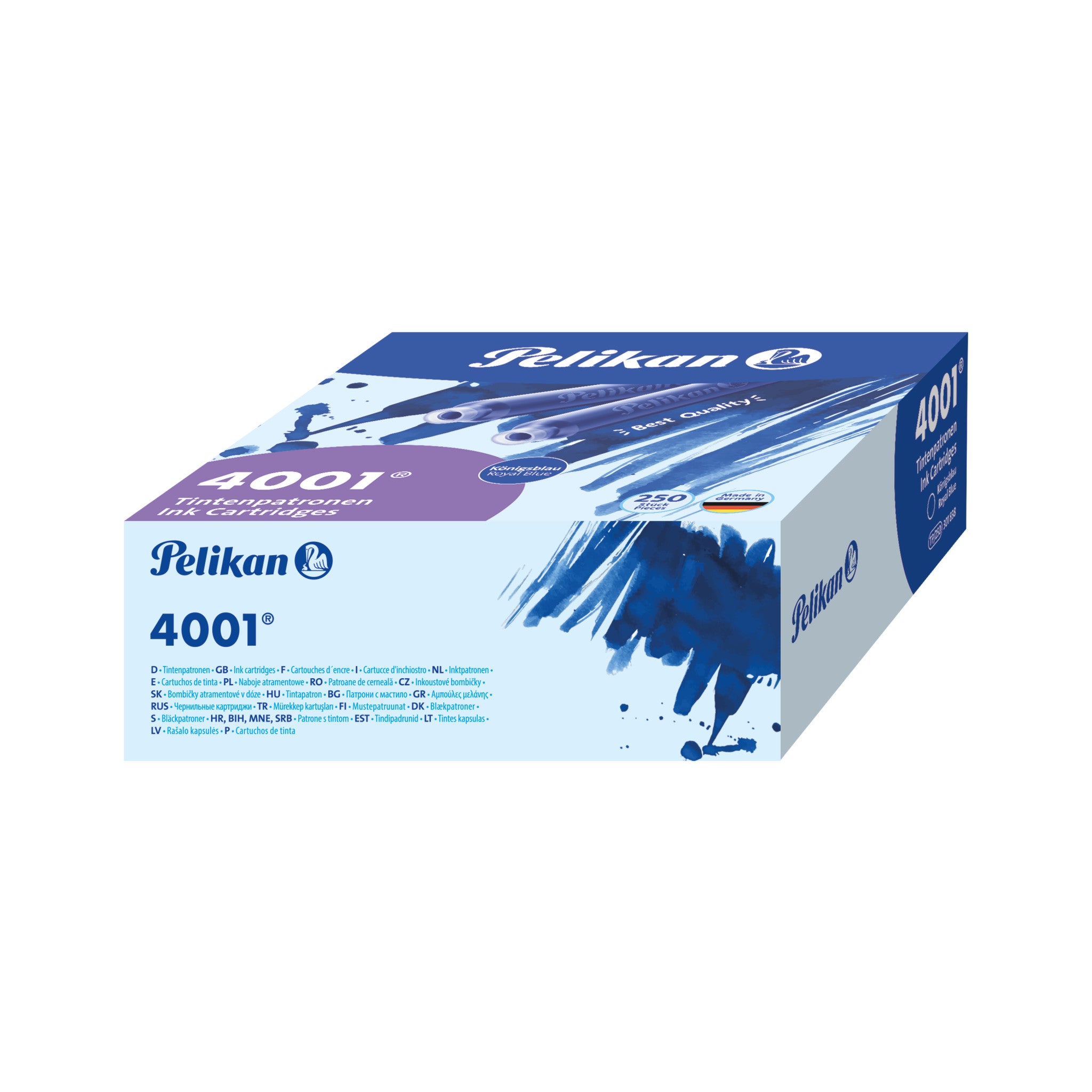 Pelikan TP/250 Füllhalter-Patrone – Blau, für Füllfederhalter, 250er-Pack
