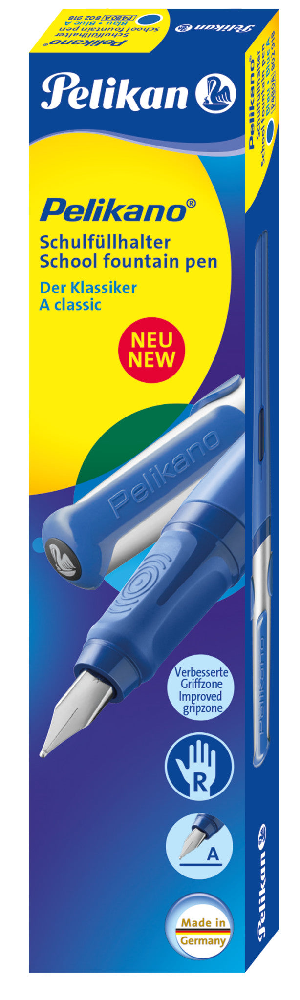 Pelikano – Federspitze A – für Rechtshänder – Blau – Patronen – Edelstahl-Feder