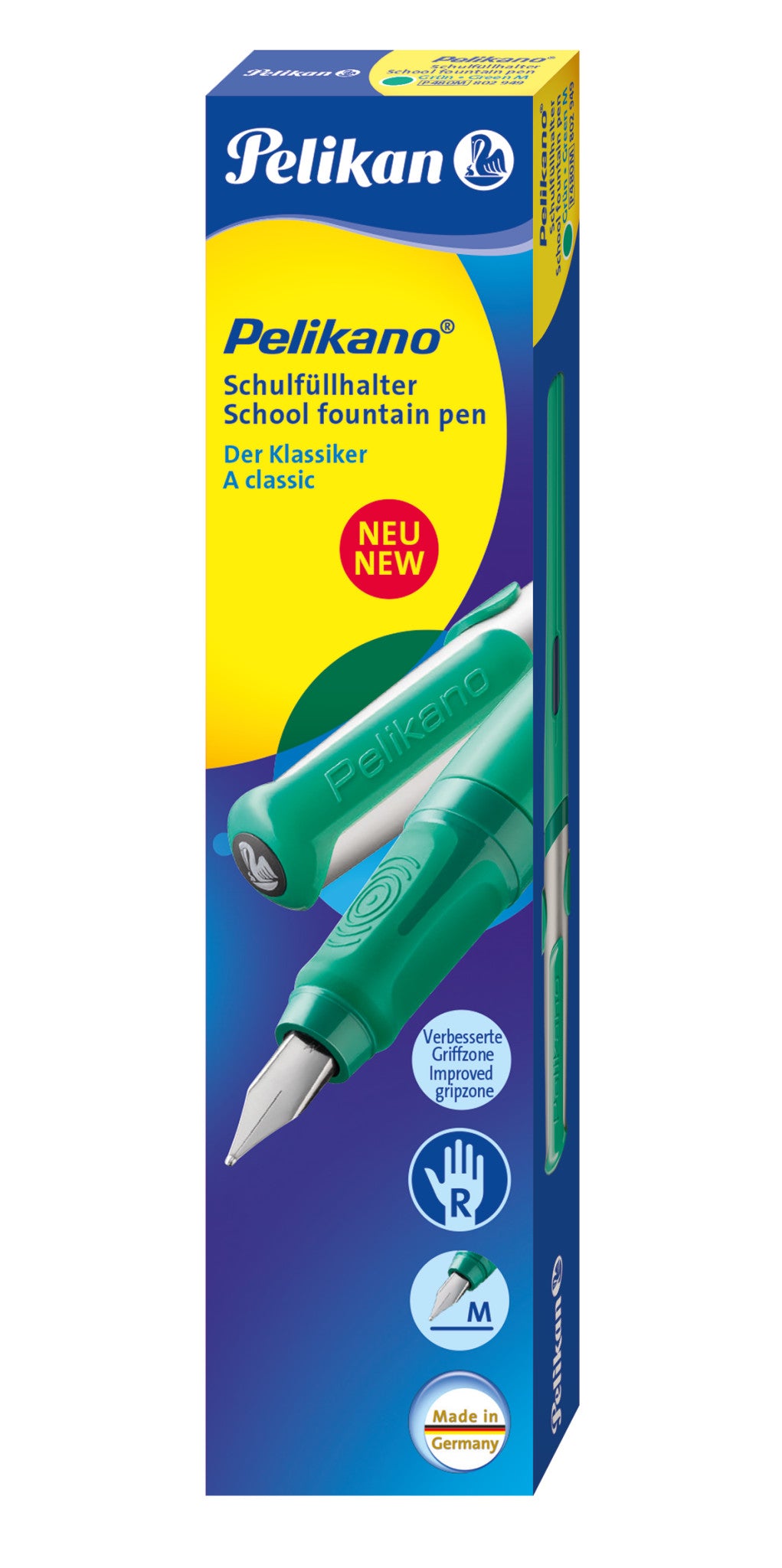 Pelikano – Federspitze M – für Rechtshänder – Grün, Blau – Patronen