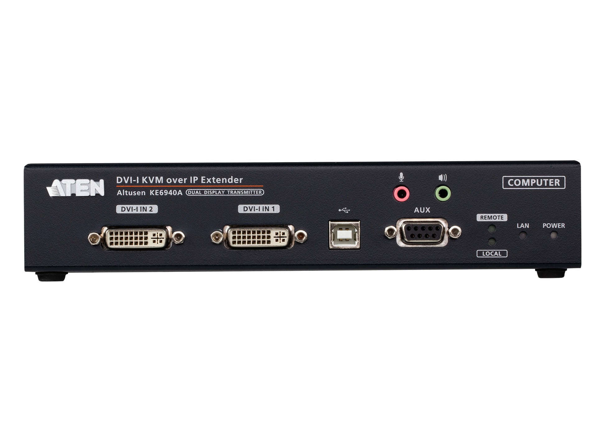 ATEN KE6940AT – DVI KVM Sender über IP, DVI-I, 2× Display, 1920 × 1200@60 Hz, 10 km, USB/Audio, Schwarz