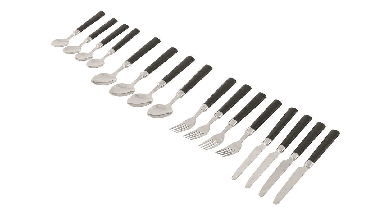 Outwell Besteck-Set – 4-teilig, Messer 22 cm, Edelstahl, Kunststoffgriff, mit Tasche