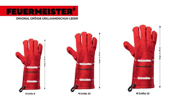 Feuermeister Arbeitshandschuhe – Grösse 10 – Spaltleder, Kevlargarn – Rot