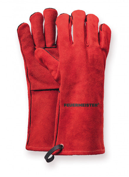 Feuermeister Arbeitshandschuhe – Grösse 8 – Spaltleder – Rot, Länge 30 cm, für Grill