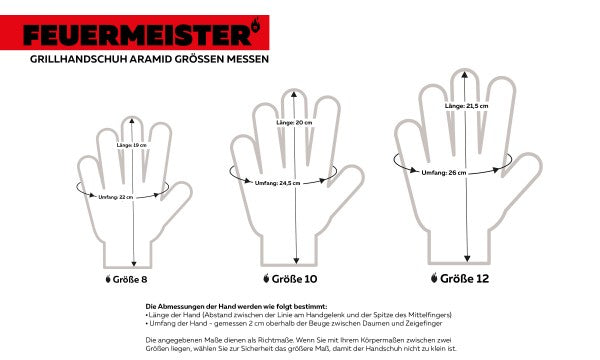 Feuermeister Arbeitshandschuhe, G3621 – Grösse 8 – Aramid, Schwarz, Hitzebeständig bis 500 °C