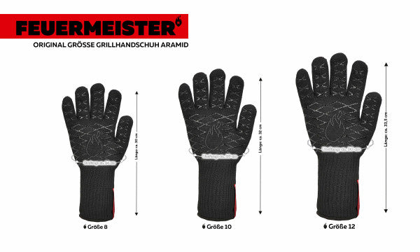 Feuermeister Arbeitshandschuhe, G3621 – Grösse 8 – Aramid, Schwarz, Hitzebeständig bis 500 °C