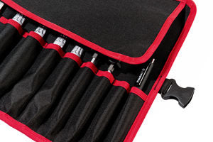 Parat Basic Roll-Up Case 12 Rolletui 12 Fächer – mit Schultergurt, Rot, Nylon, B 540 × H 330 × T 50 mm