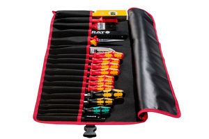 Parat Basic Roll-Up Case 20 Roll-Up Case 20 Fächer – mit Schultergurt, Rot, Nylon, B 740 × H 330 × T 50 mm