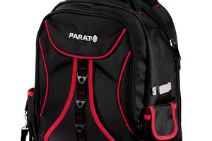 Parat Werkzeugrucksack – 18 Fächer, mit Schultergurt, mit Griff, Rot, Nylon, B 360 × H 440 × T 170 mm