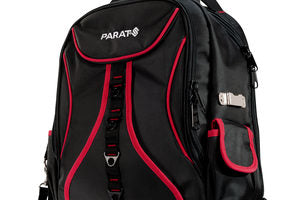 Parat Werkzeugrucksack – 18 Fächer, mit Schultergurt, mit Griff, Rot, Nylon, B 360 × H 440 × T 170 mm
