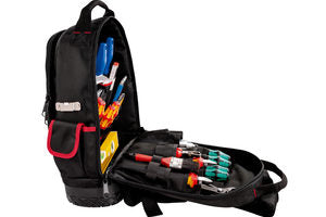 Parat Werkzeugrucksack – 18 Fächer, mit Schultergurt, mit Griff, Rot, Nylon, B 360 × H 440 × T 170 mm