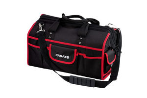 Parat Werkzeugtasche – Schultergurt, 30 Fächer, abschliessbar, Schwarz/Rot, Nylon, B 465 × H 350 × T 270 mm
