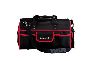 Parat Werkzeugtasche – Schultergurt, 30 Fächer, abschliessbar, Schwarz/Rot, Nylon, B 465 × H 350 × T 270 mm