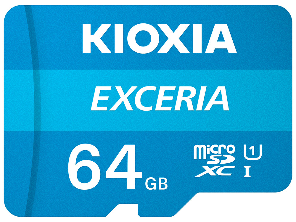 Kioxia Exceria microSDXC 64 GB – UHS-I, Klasse 10, U1, 100/10 MB/s, inkl. SD-Adapter, Blau, 1 Stück