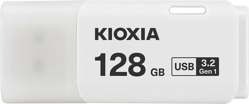 Kioxia TransMemory U301 USB-Stick 128 GB – USB-A USB 3.2 Gen 1, 6 MB/s Lesen, mit Kappe, Weiss