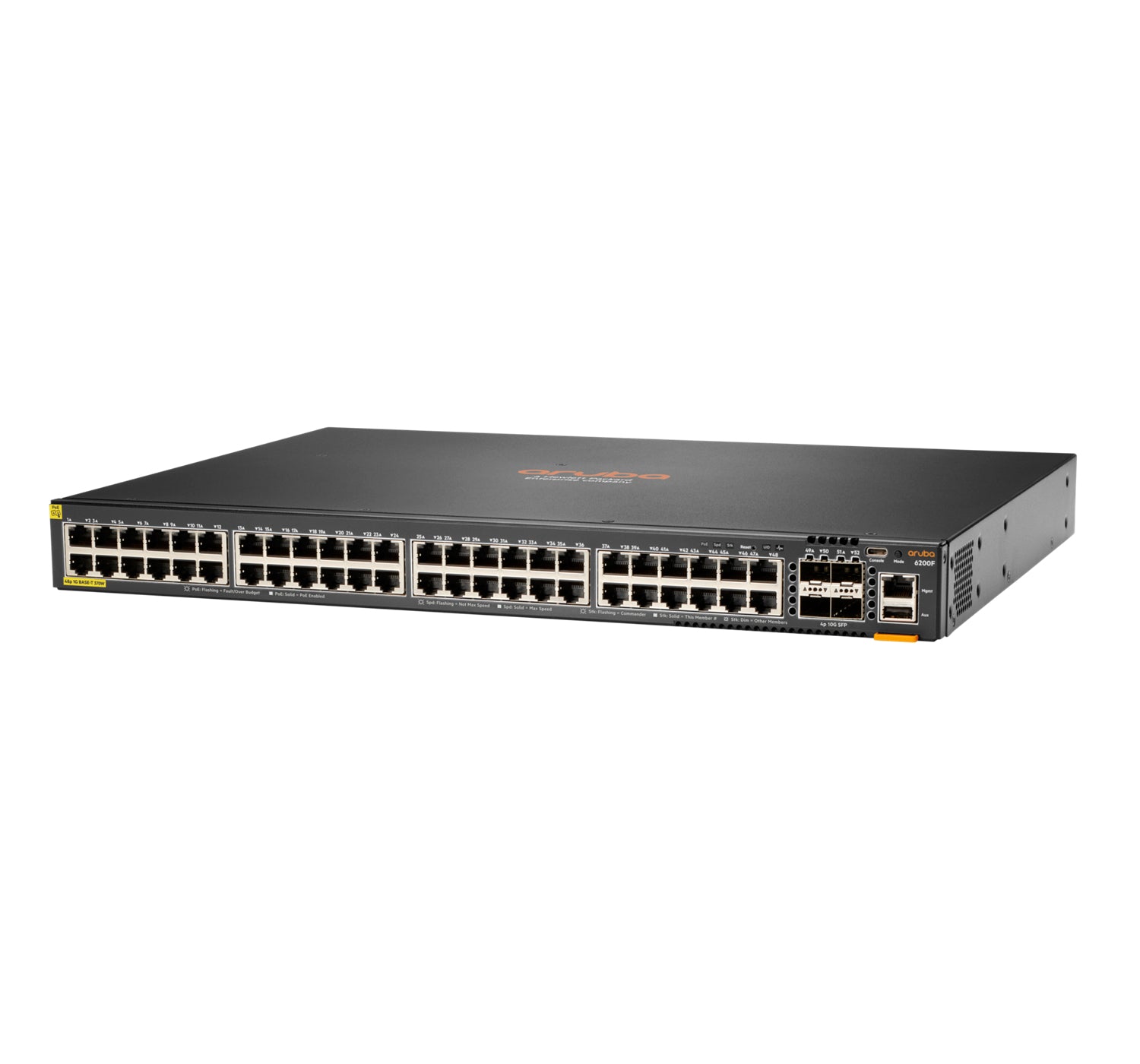 HPE Aruba 6200F 48G – Managed Switch – 48×GbE, 4×SFP+, L3, PoE+ 740 W, 1U