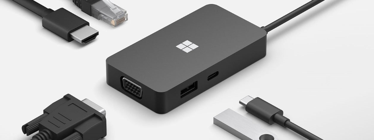 Microsoft 1E4-00004 Multiport-Adapter – USB-C, 1× HDMI, 1× VGA, 1× USB-A, 1× USB-C