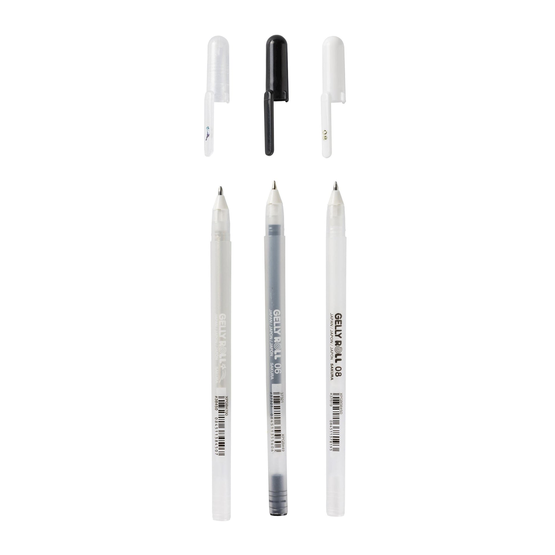 Sakura Gelly Roll Gelschreiber, Kappe – Schwarz/Weiss, Spitze 0,5 mm, 3er-Set