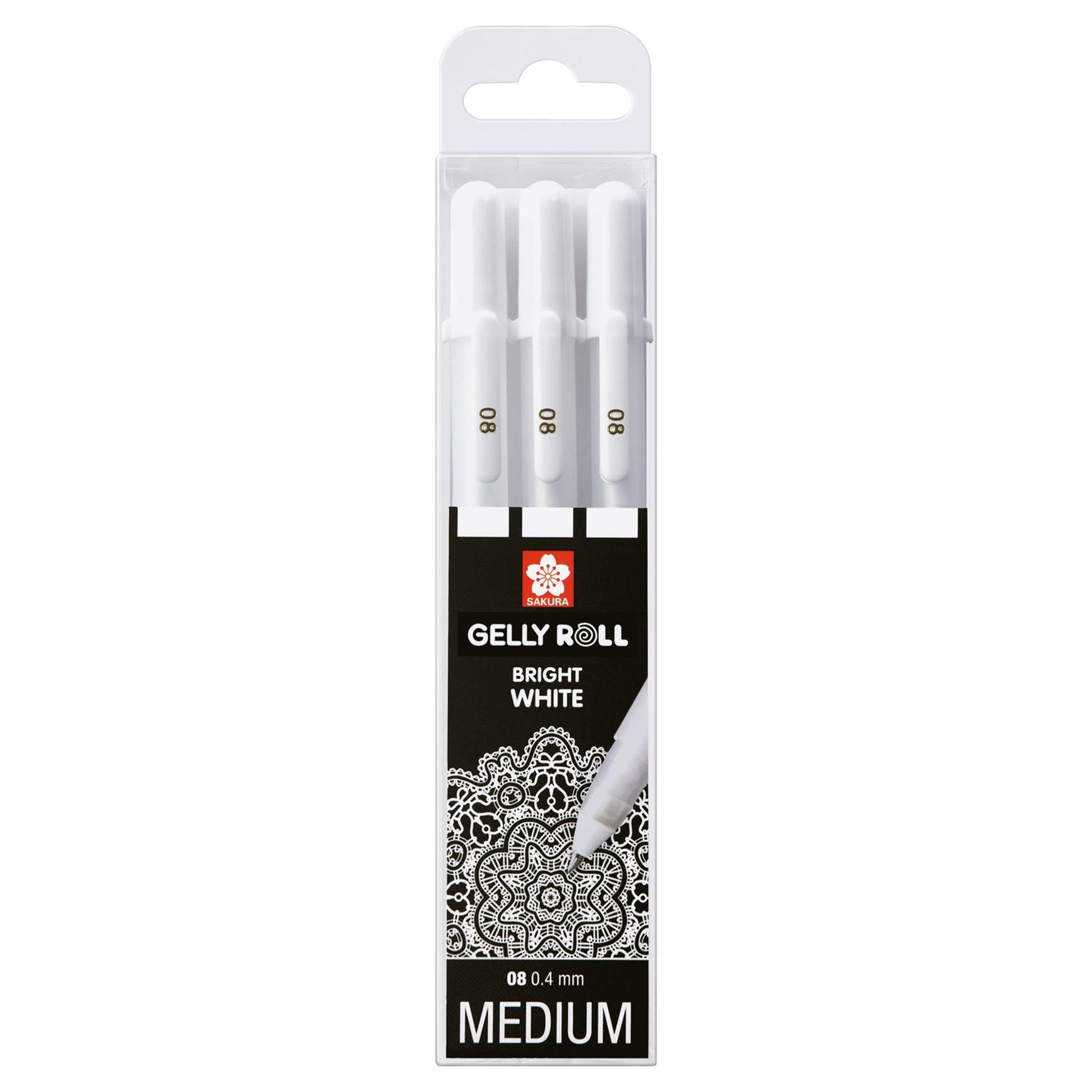 Sakura Gelly Roll Gelschreiber, Kappe – Weiss, Spitze 0,4 mm, 3er-Set