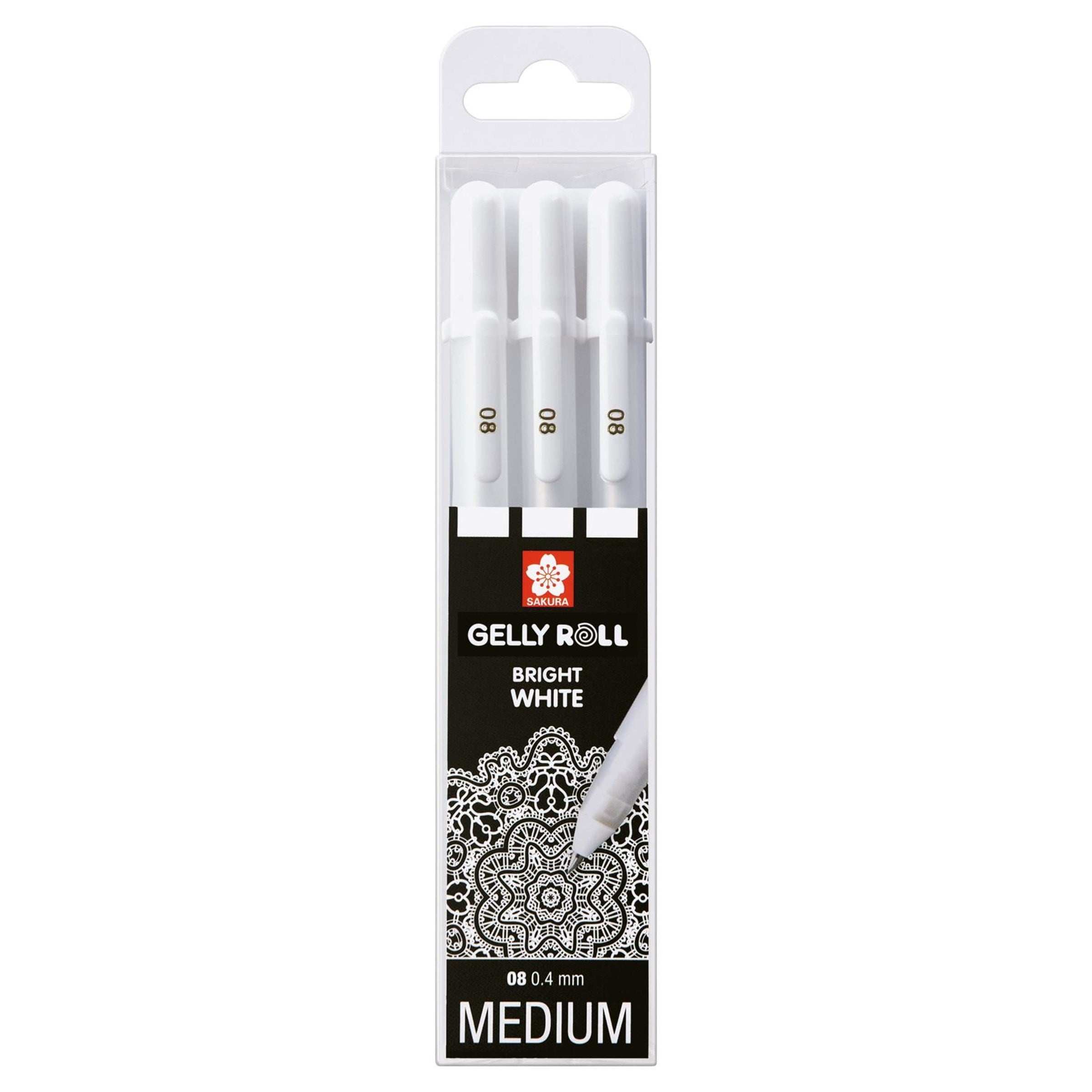 Sakura Gelly Roll Gelschreiber, Kappe – Weiss, Spitze 0,4 mm, 3er-Set