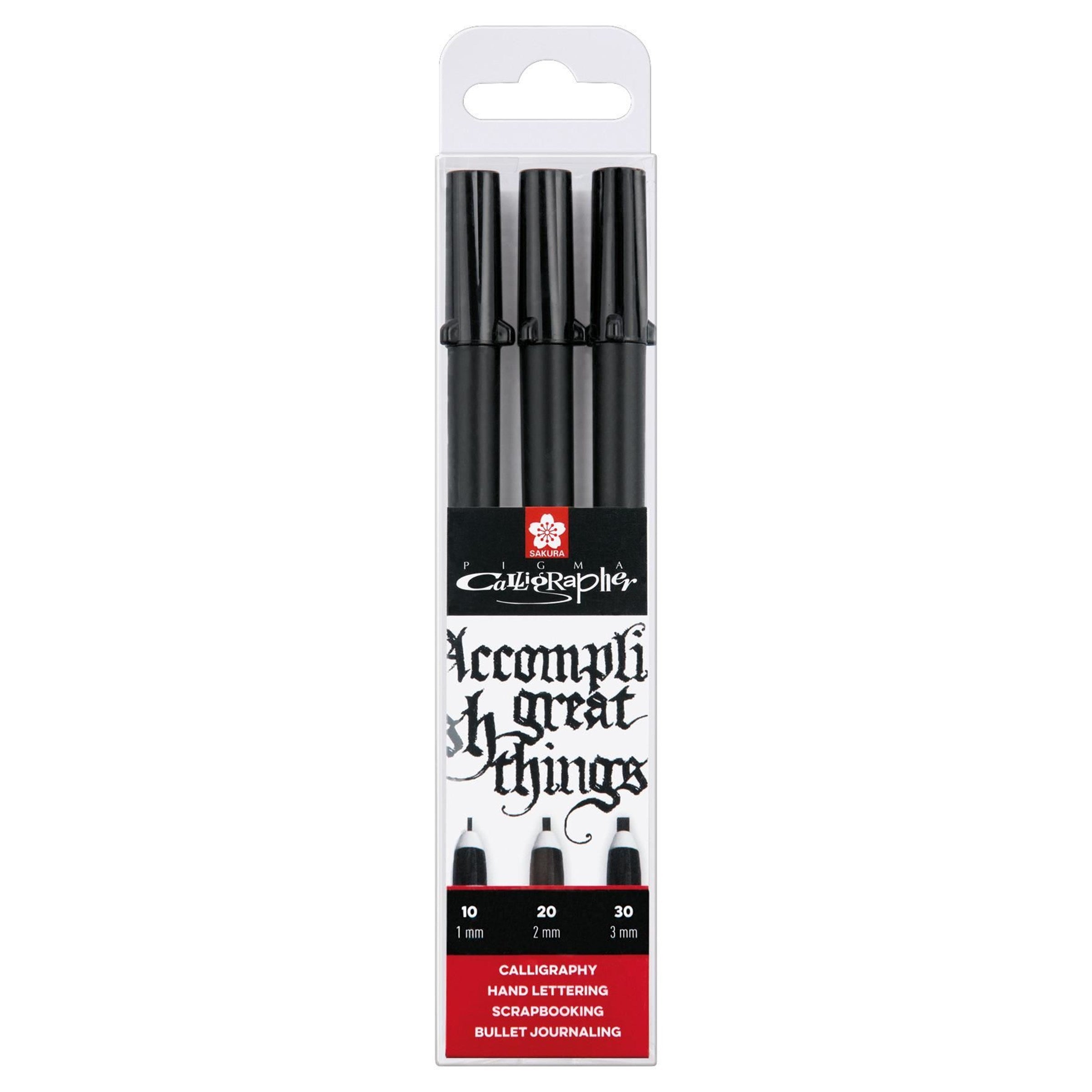Sakura Pigma Calligrapher Permanentmarker – Keilspitze – Schwarz, 3er-Set