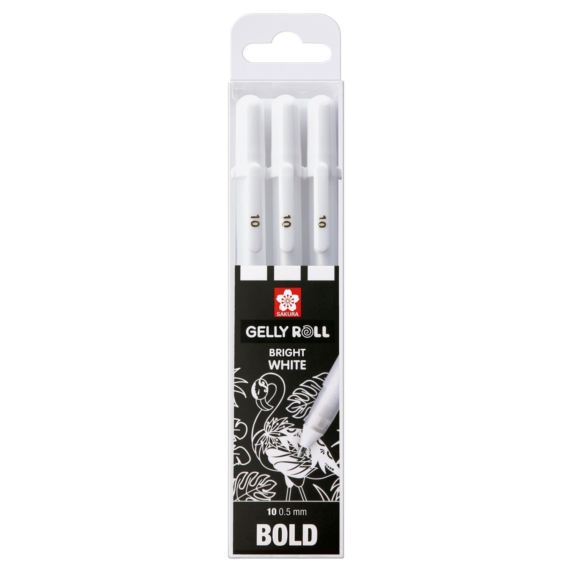 Sakura Gelly Roll POXPGBWH3 Gelschreiber, Kappe – Weiss, Spitze 1 mm, deckend, pigmentiert, 3er-Set