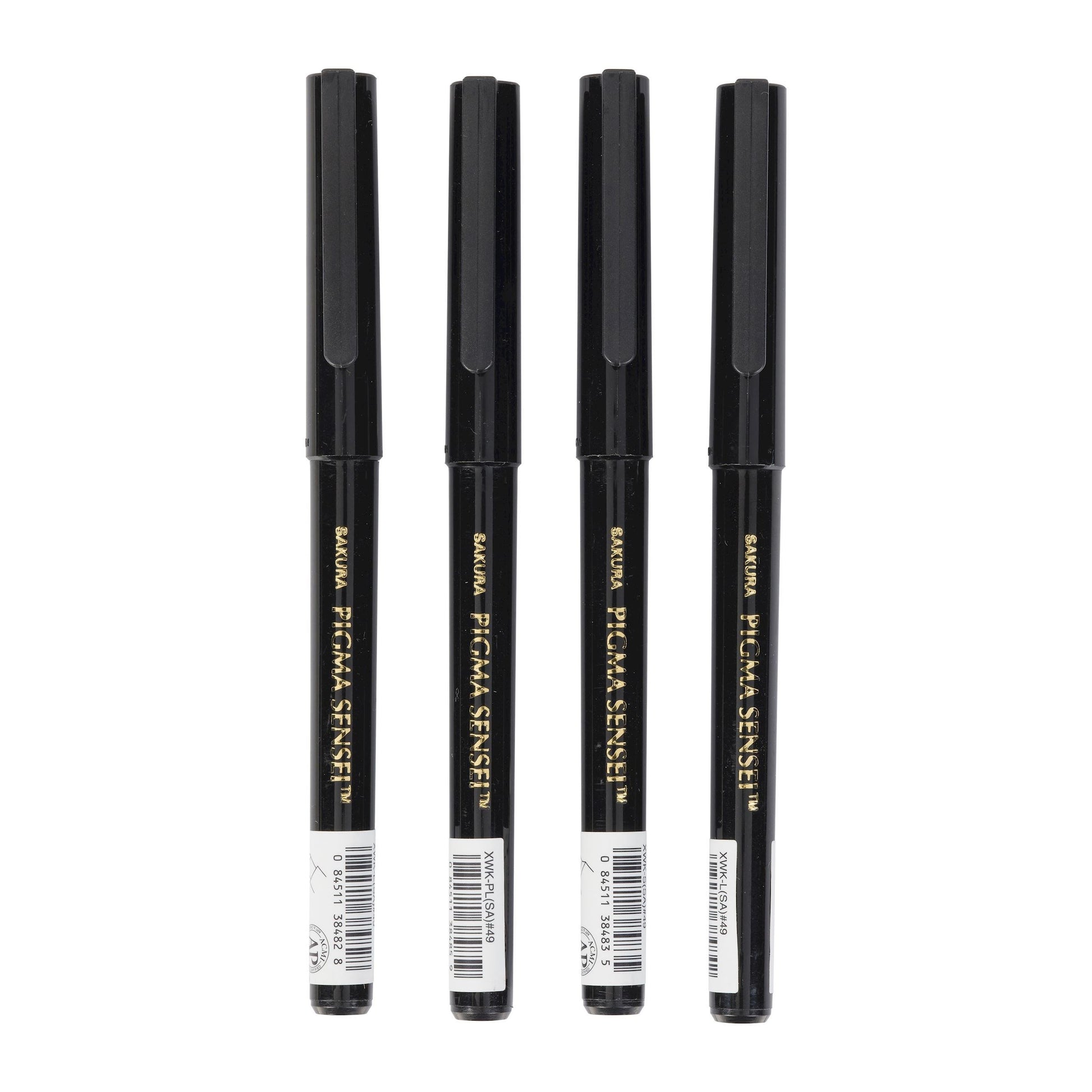 Sakura Pigma Sensei Fineliner – 4 Stk., 0,3–1,0 mm, schwarz, wasserfest
